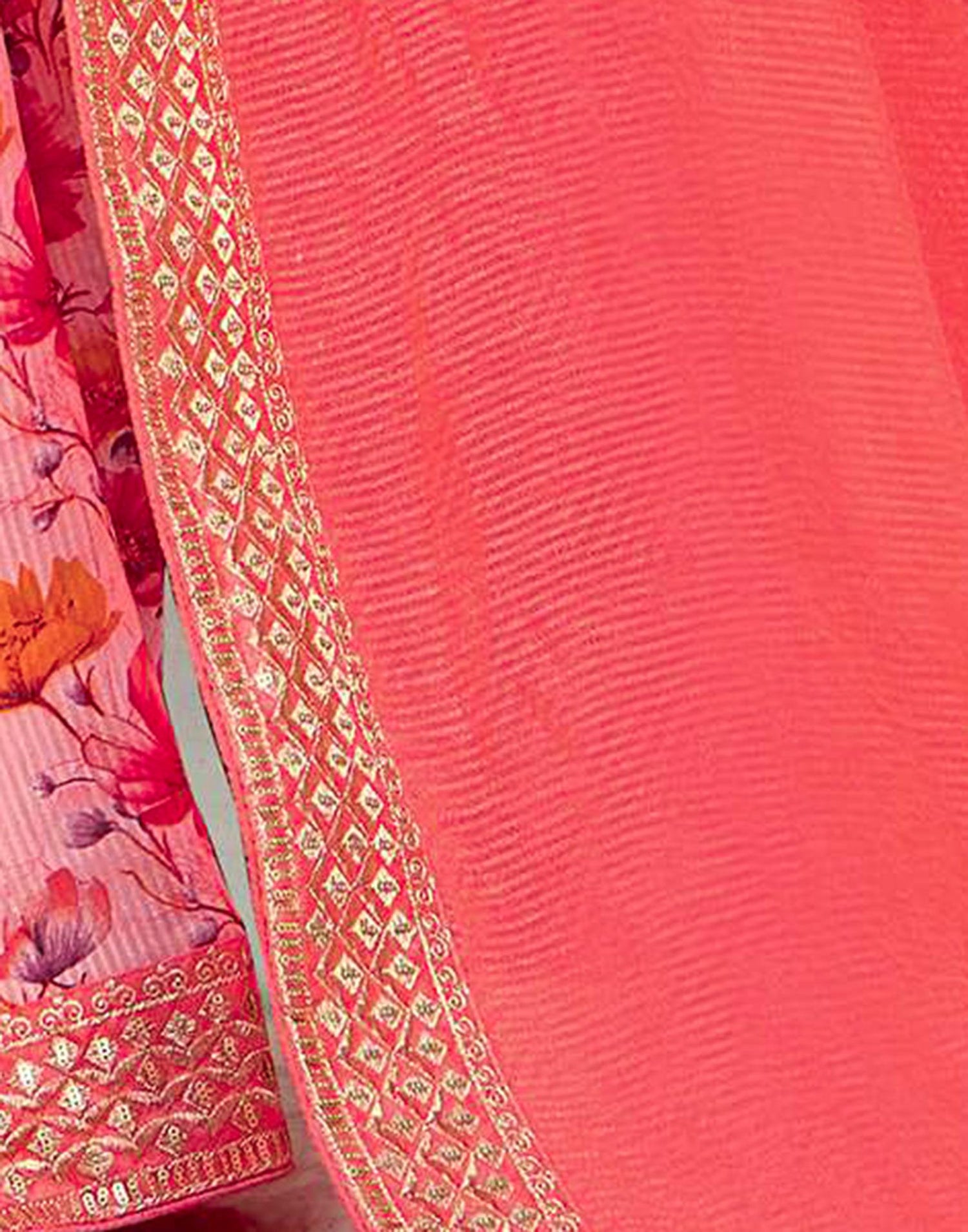 Punch Pink Georgette Printed Saree