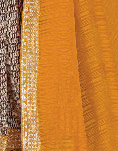 Mustard Yellow Georgette Printed Saree