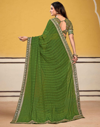 Green Georgette Printed Saree