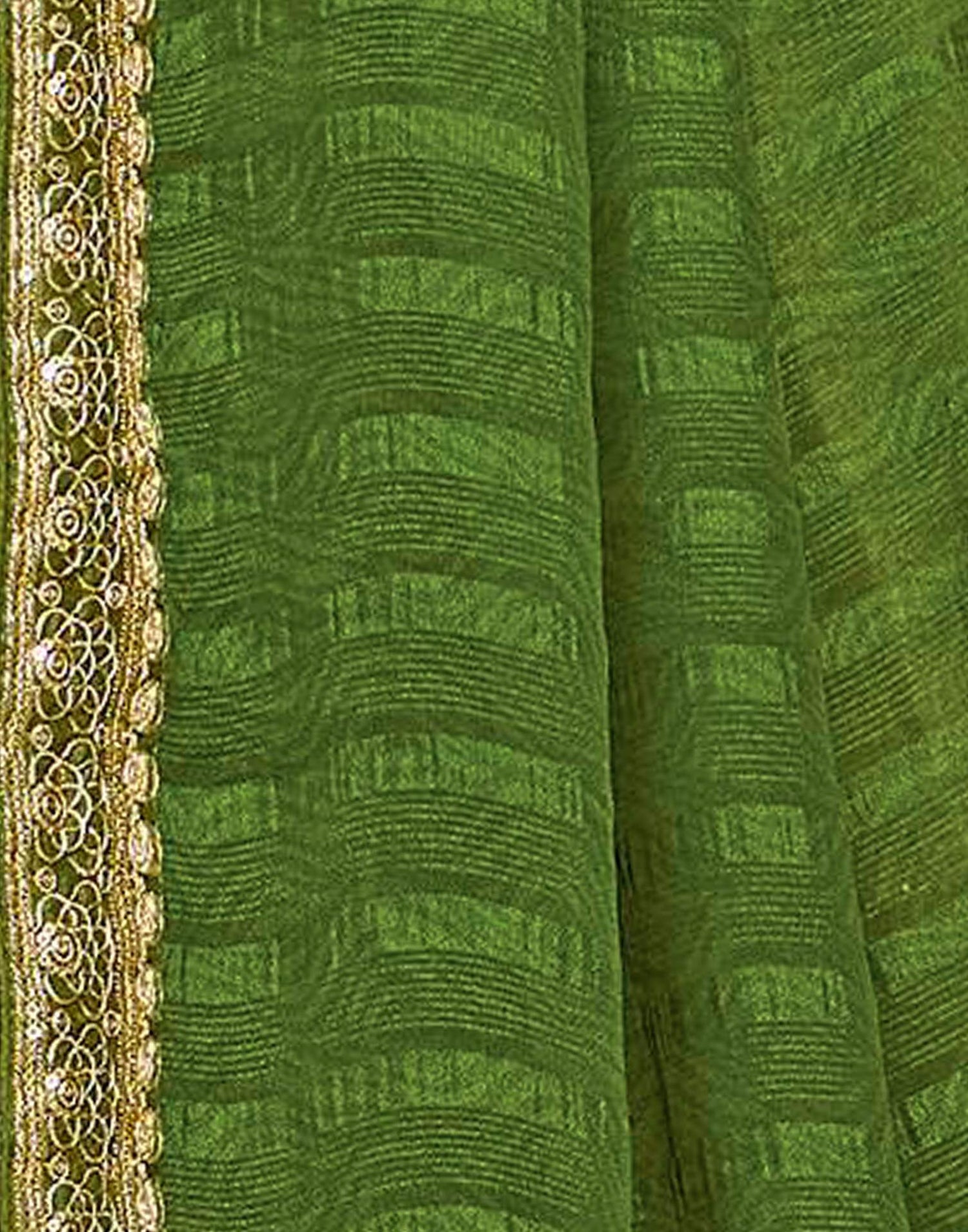Green Georgette Printed Saree