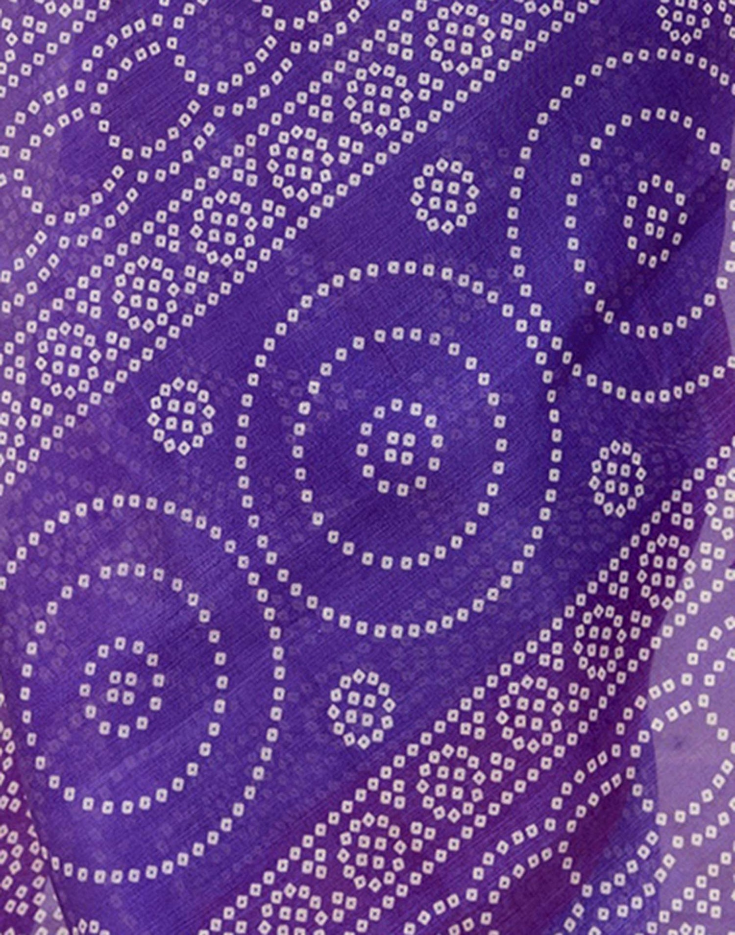 Purple Silk Printed Bandhani Saree