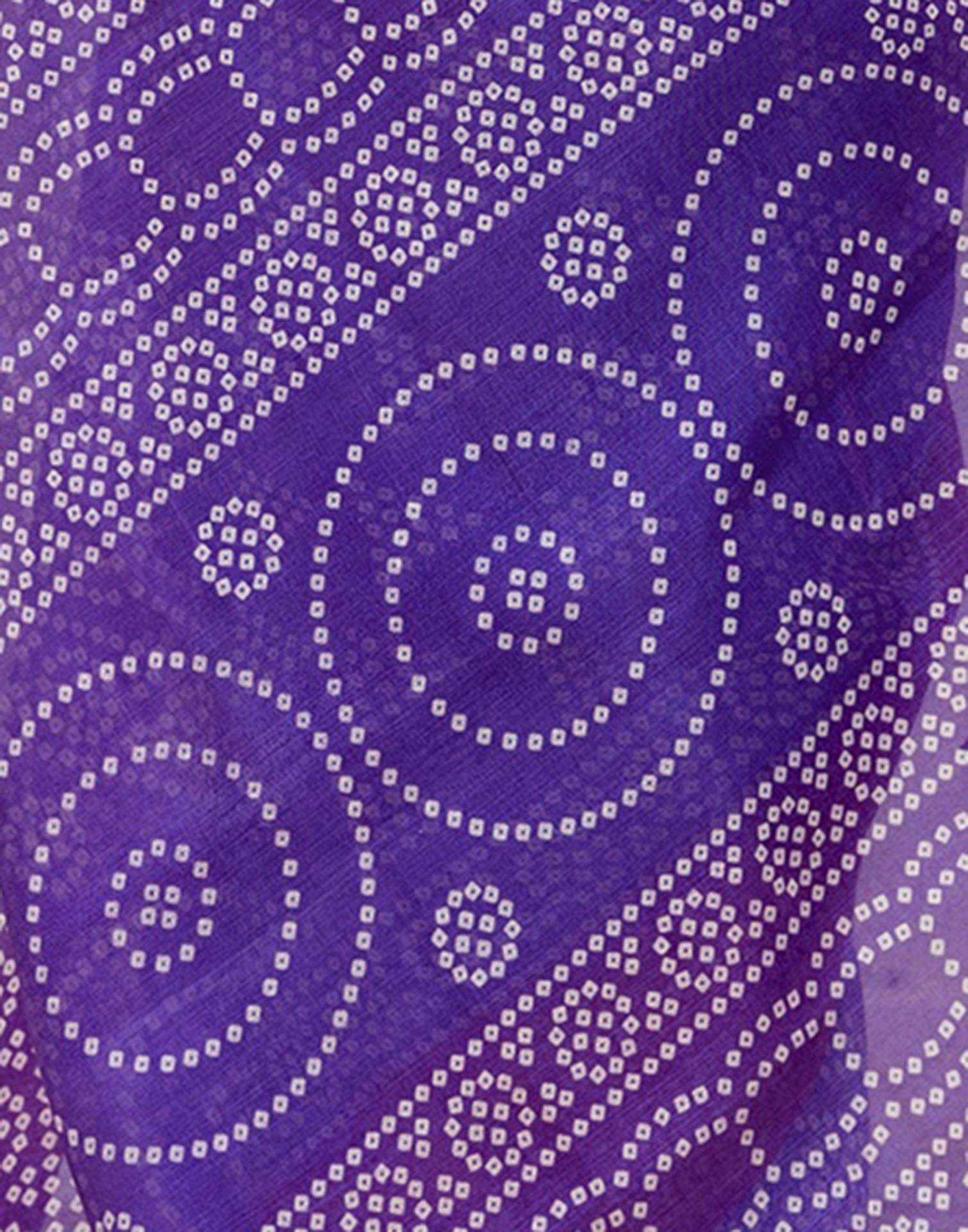 Purple Silk Printed Bandhani Saree