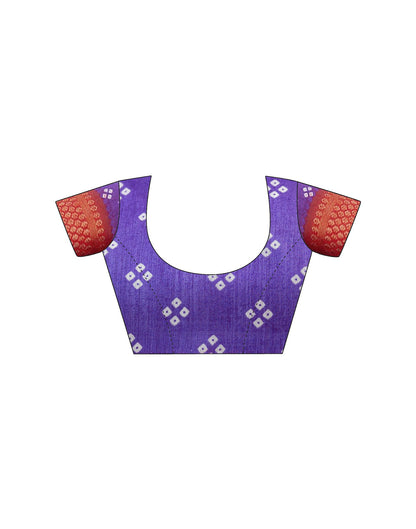 Purple Silk Printed Bandhani Saree