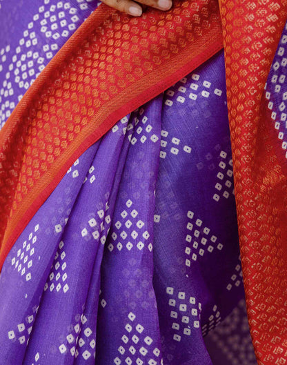 Purple Silk Printed Bandhani Saree