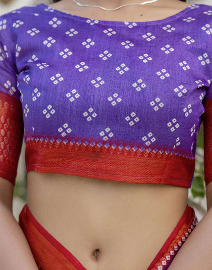 Purple Silk Printed Bandhani Saree