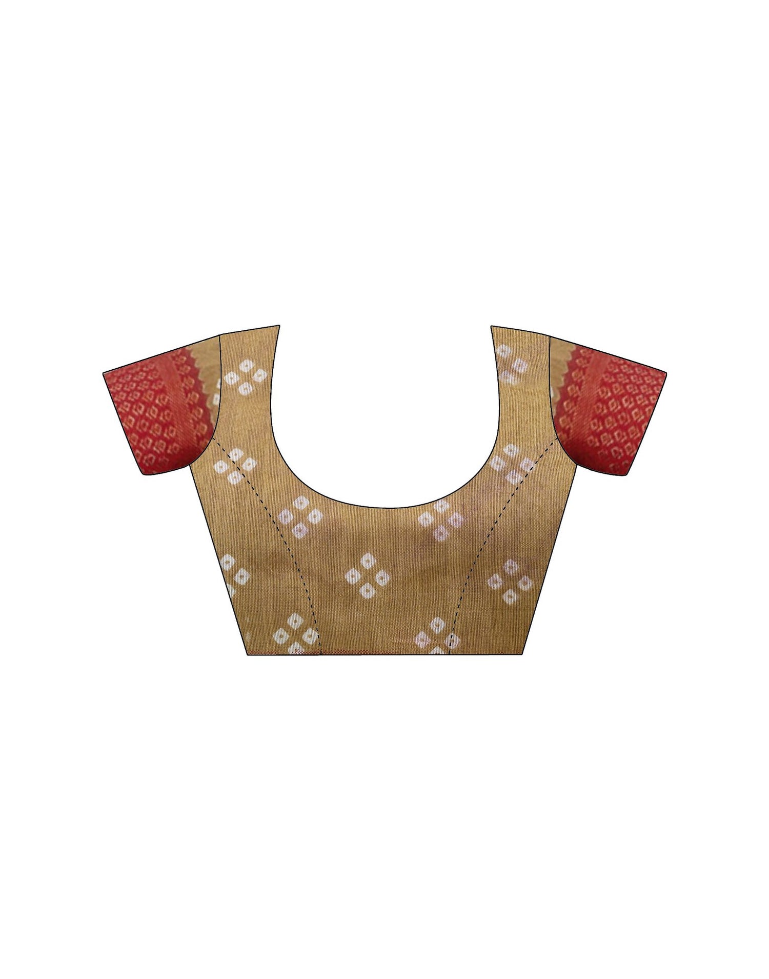 Khaki Silk Printed Bandhani Saree