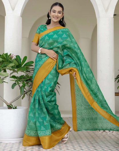 Teal Green Silk Printed Bandhani Saree