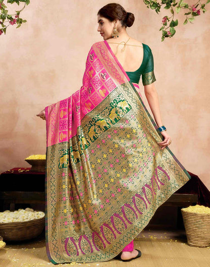 Pink Silk Woven Patola Saree
