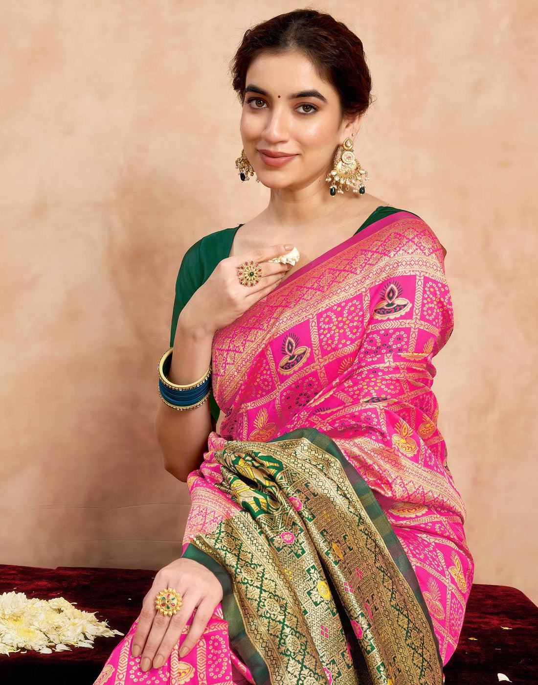Pink Silk Woven Patola Saree
