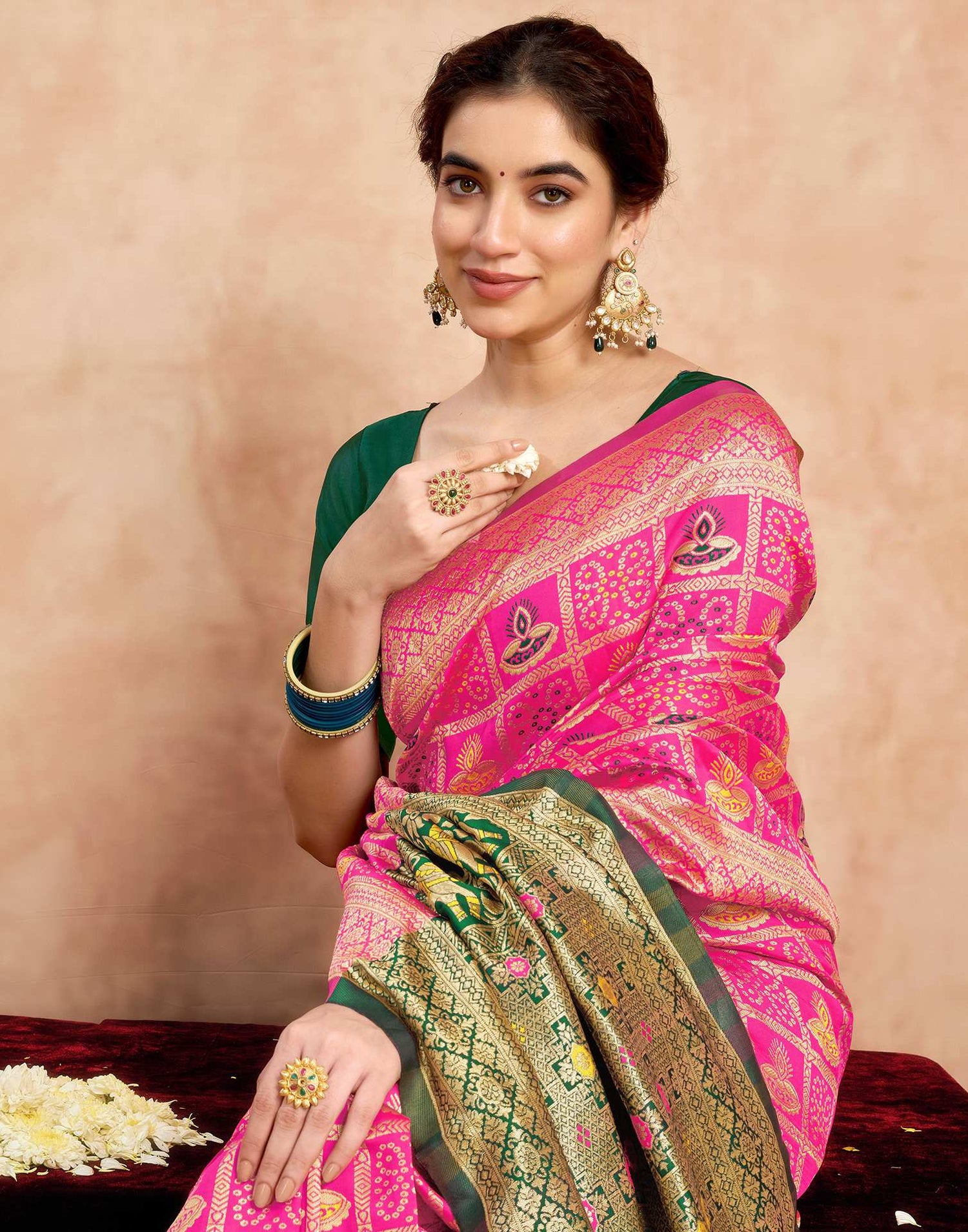 Pink Silk Woven Patola Saree