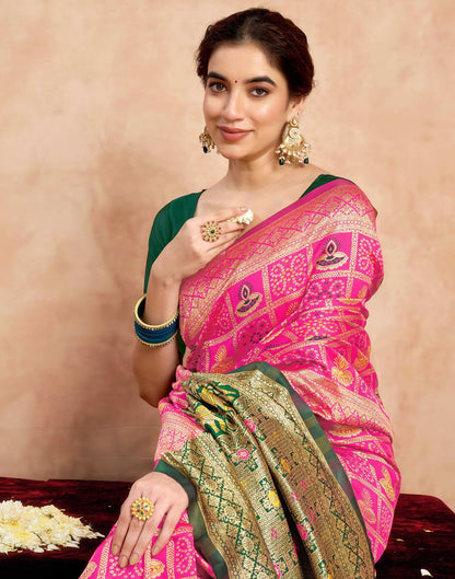 Pink Silk Woven Patola Saree
