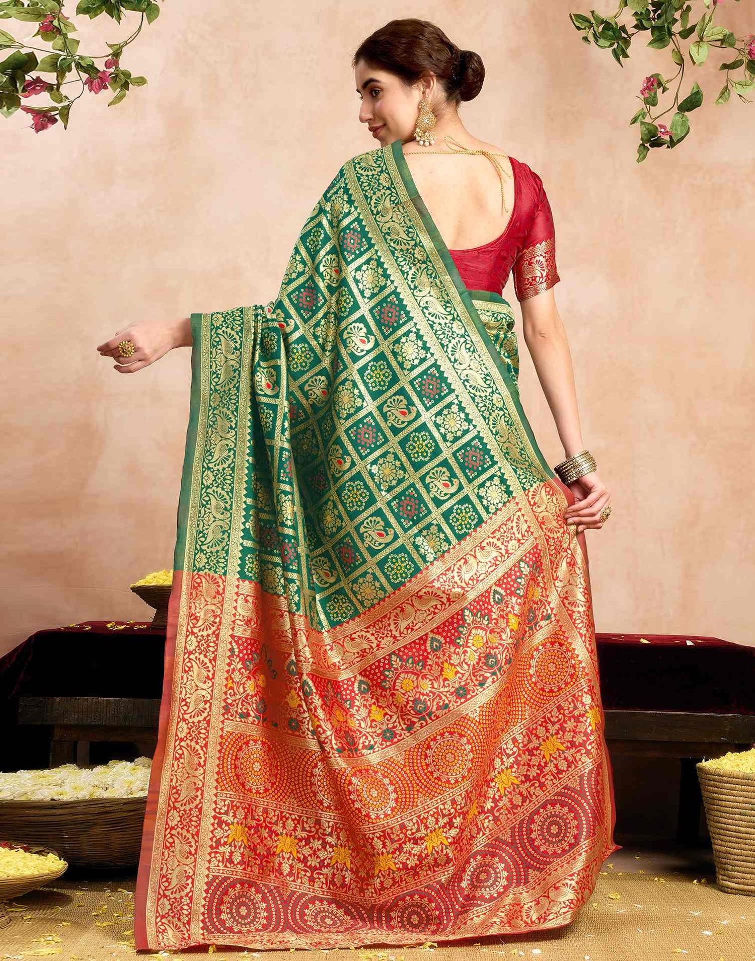 Green Silk Woven Patola Saree