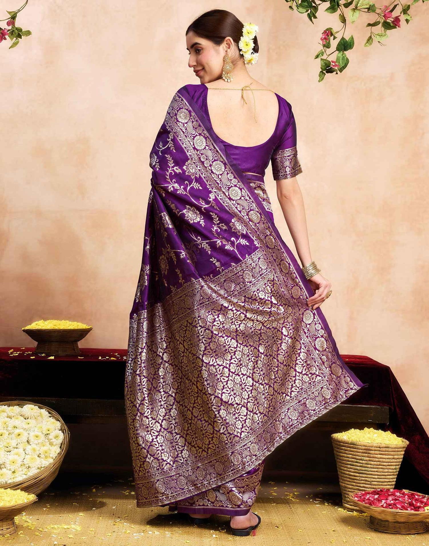 Purple Silk Woven Banarasi Saree