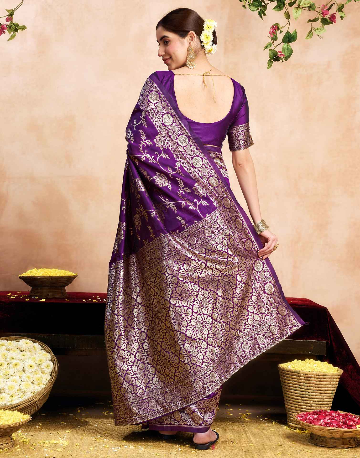 Purple Silk Woven Banarasi Saree