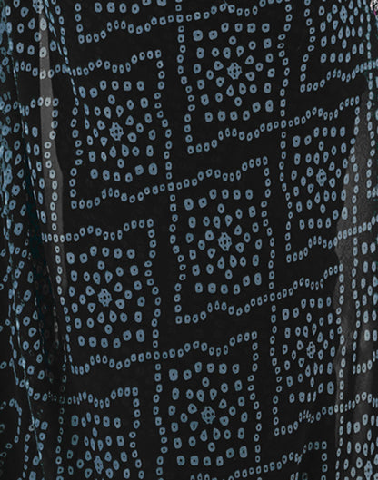 Black Georgette Printed Bandhani Saree