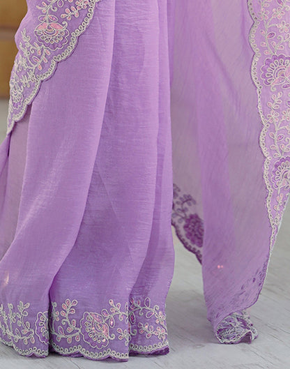 Purple Chiffon Embroidery Saree