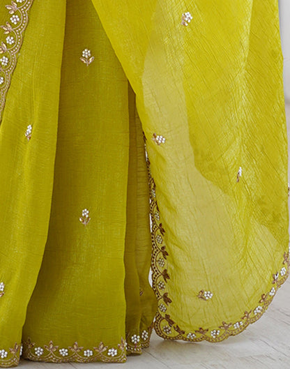 Green Chiffon Embroidery Saree