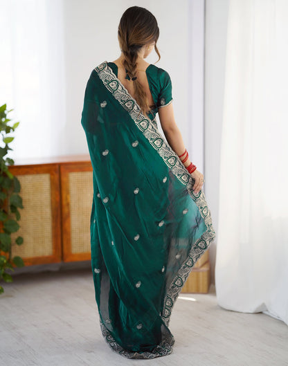 Green Tissue Silk Embroidery Saree