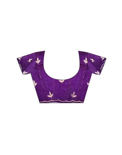 Purple Tissue Silk Embroidery Saree