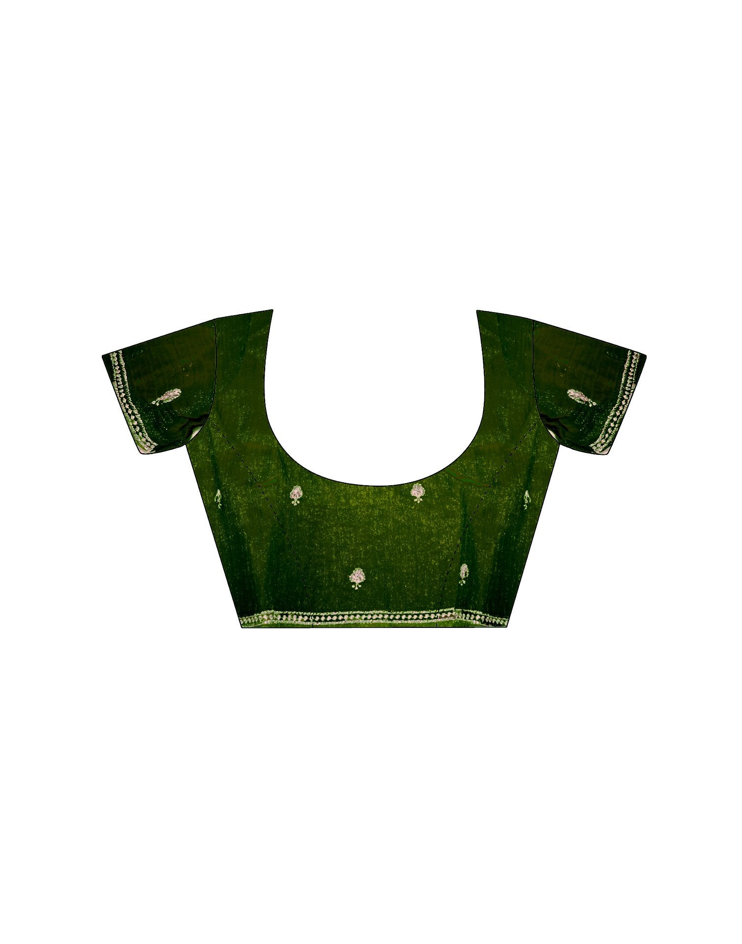 Dark Green Shimmer Embroidery Saree