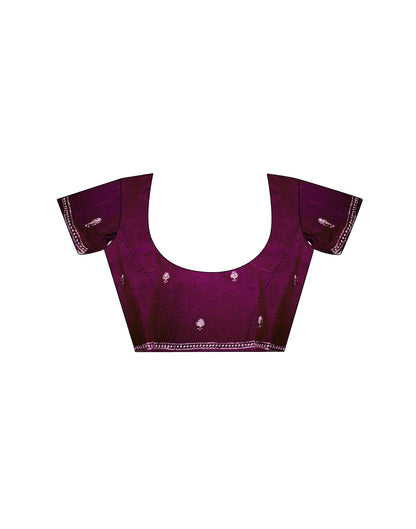 Dark Magenta Shimmer Embroidery Saree