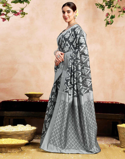 Grey Silk Woven Saree
