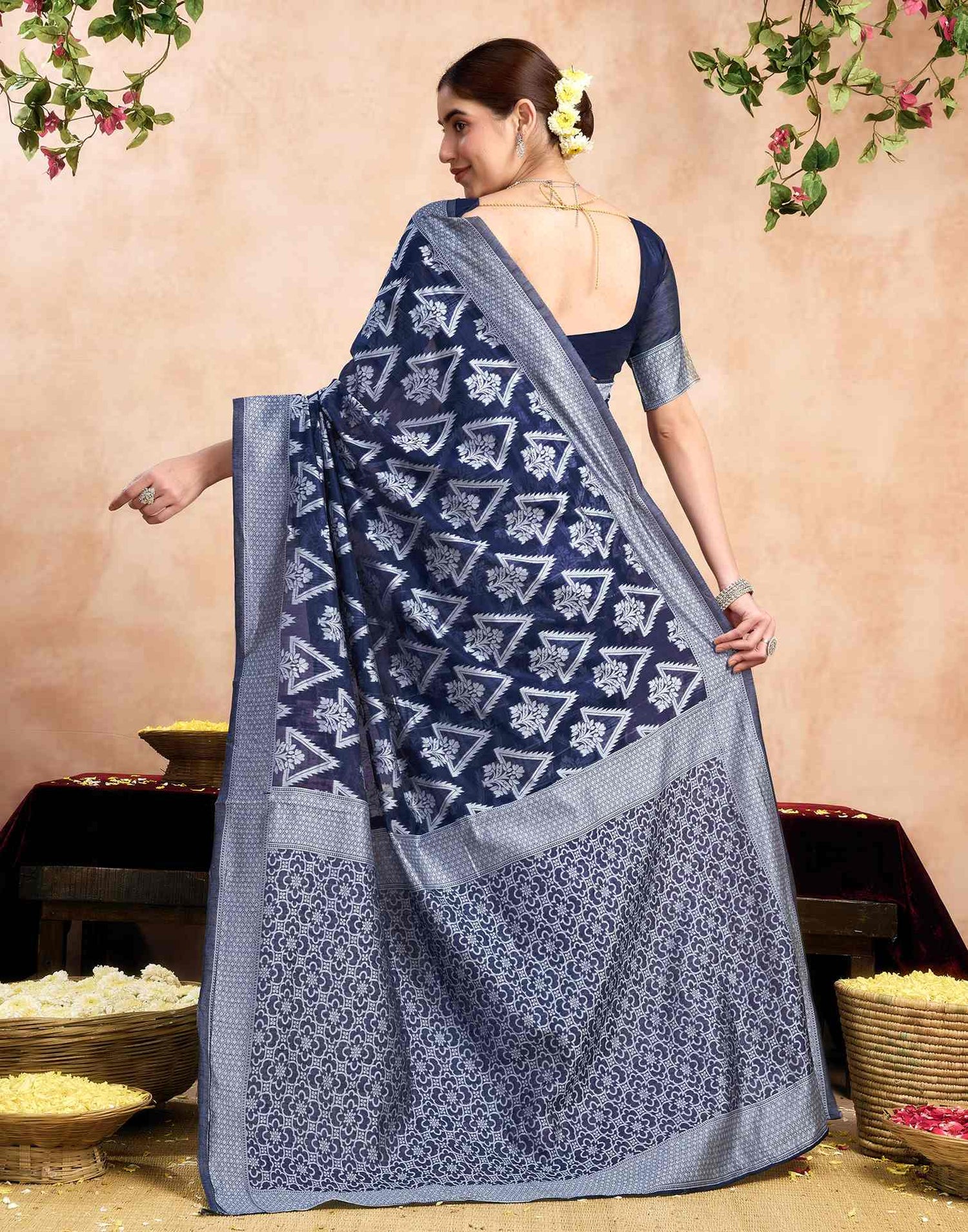 Blue Silk Woven Saree
