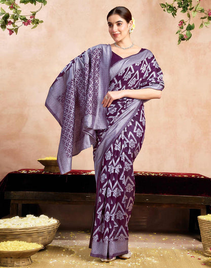 Purple Silk Woven Saree