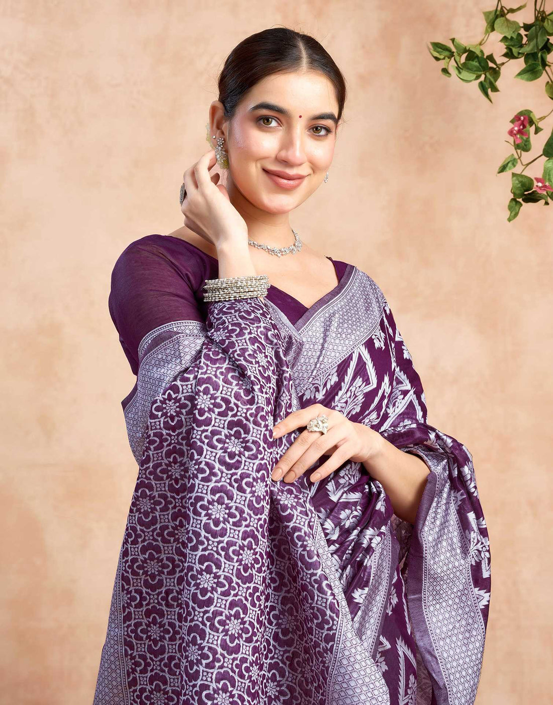 Purple Silk Woven Saree
