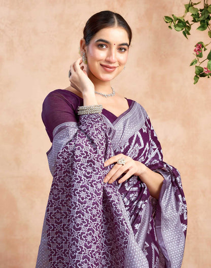 Purple Silk Woven Saree