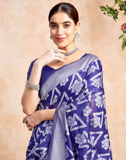 Blue Silk Woven Saree