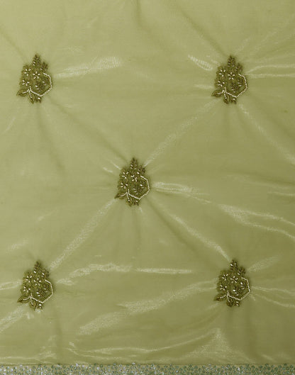 Green Net Embroidery Saree