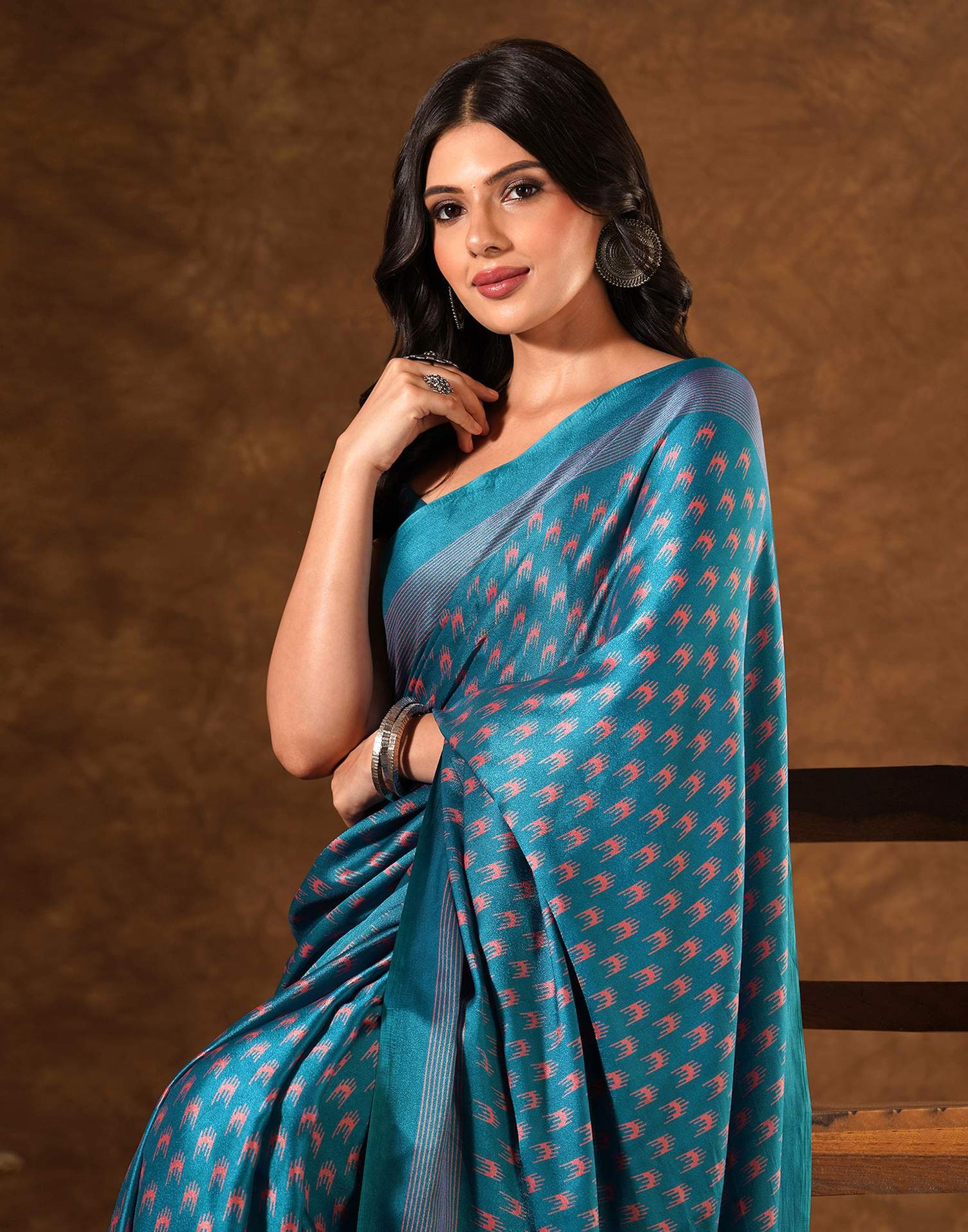 Blue Silk Printed Saree