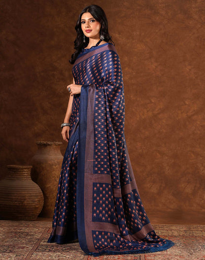 Blue Silk Printed Saree