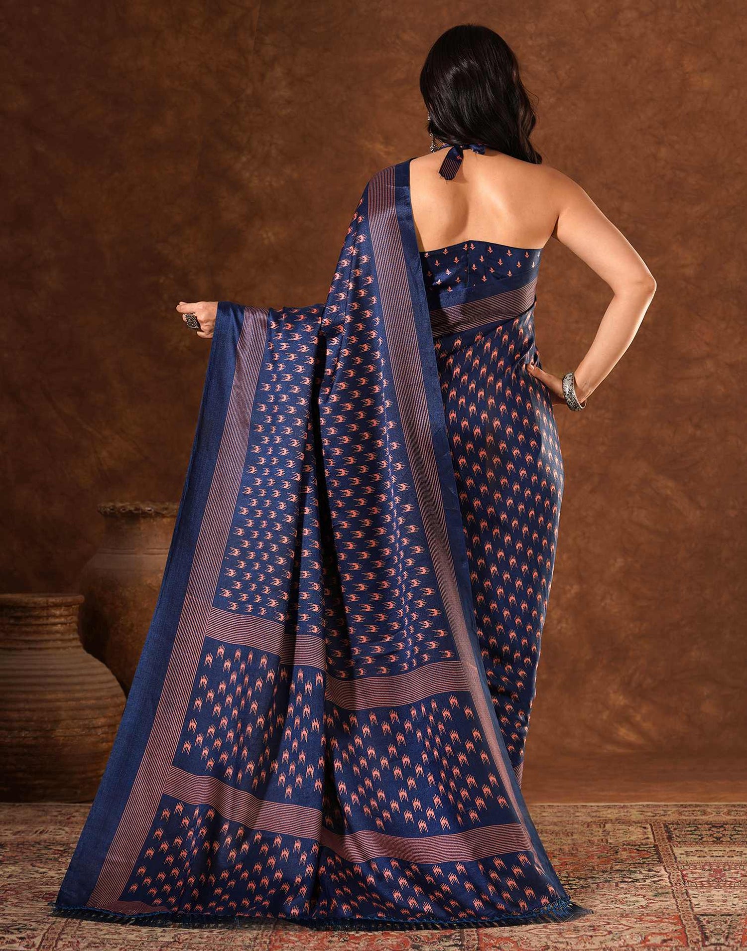 Blue Silk Printed Saree