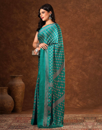 Green Silk Printed Saree