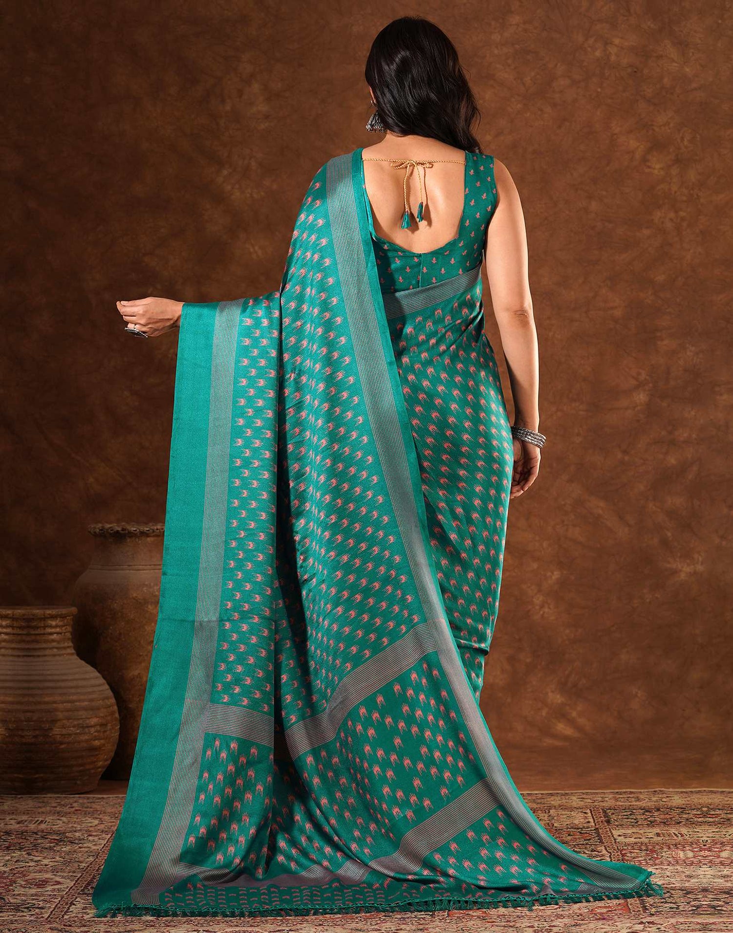 Green Silk Printed Saree