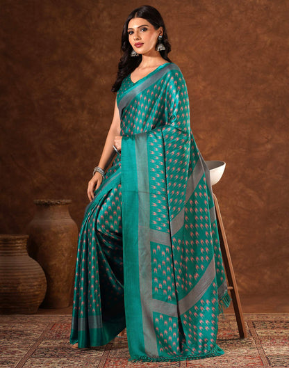 Green Silk Printed Saree
