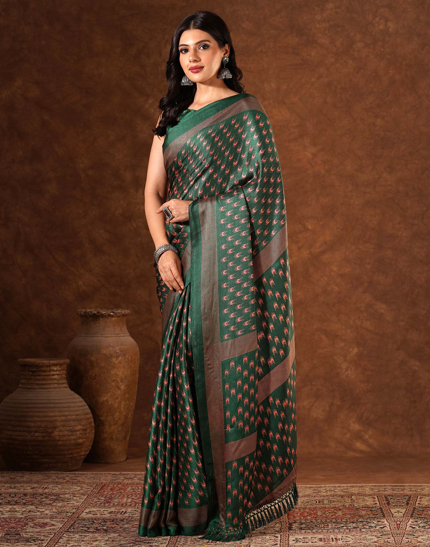 Green Silk Printed Saree