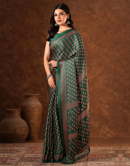 Green Silk Printed Saree