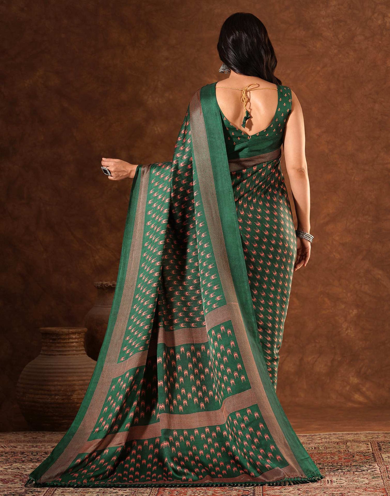 Green Silk Printed Saree