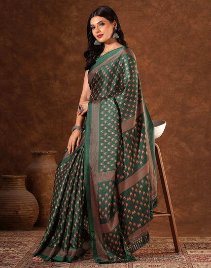 Green Silk Printed Saree