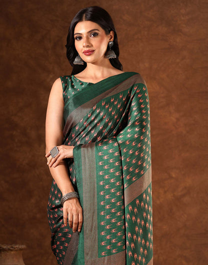 Green Silk Printed Saree