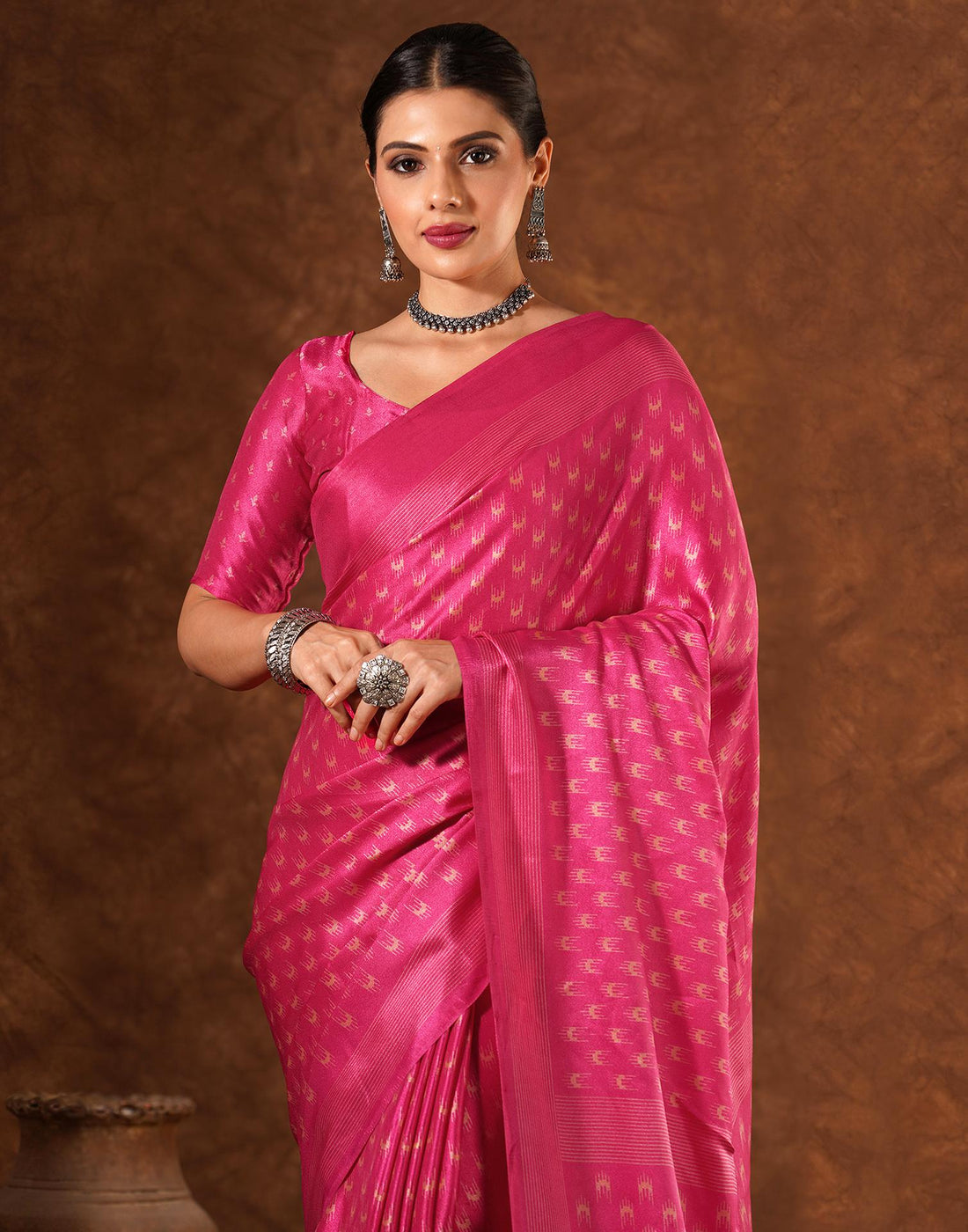 Pink Silk Printed Saree