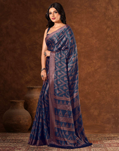 Blue Silk Printed Saree