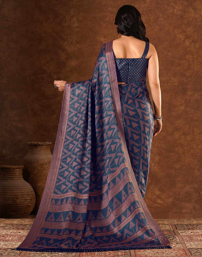 Blue Silk Printed Saree