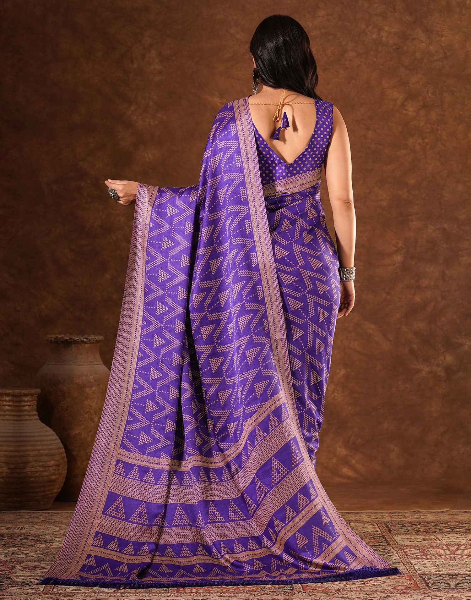 Purple Silk Printed Saree