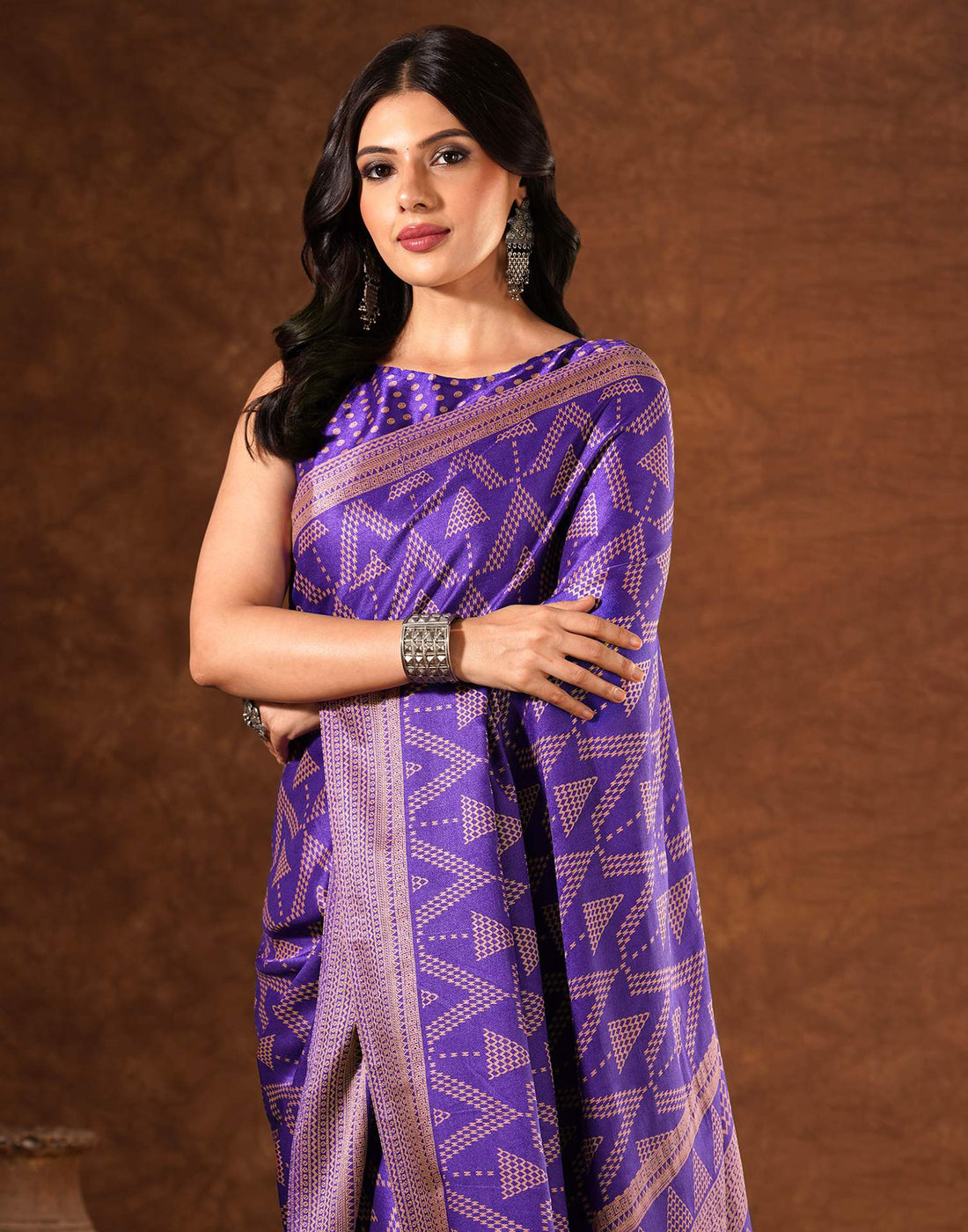 Purple Silk Printed Saree