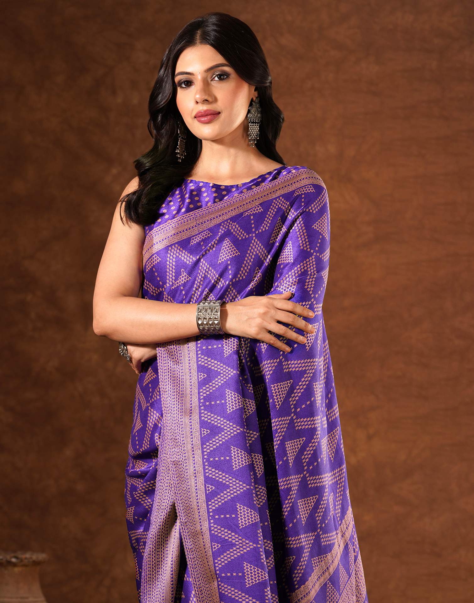 Purple Silk Printed Saree