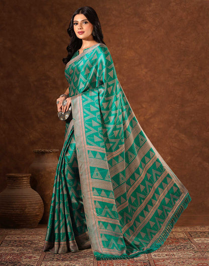 Green Silk Printed Saree